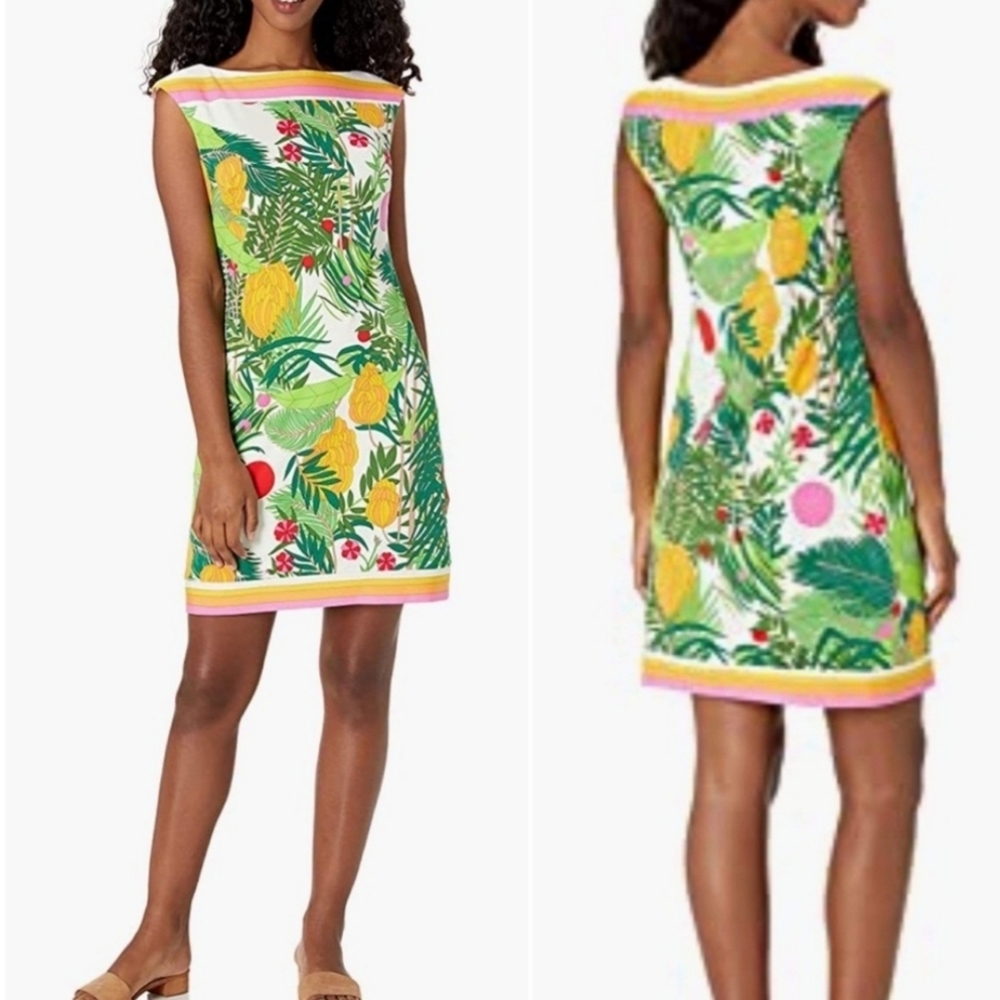 Trina Turk hibiscus pattern jersey dress size M